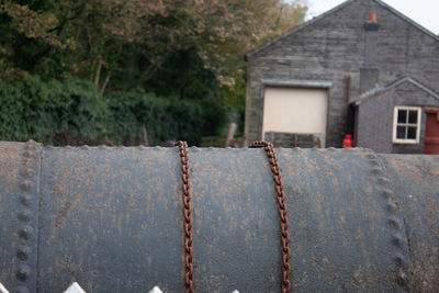 Close-up of old roof of building