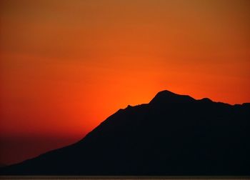 Silhouette of mountain against sky during sunset
