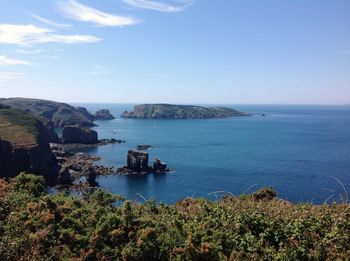 Scenic view of sea against clear sky