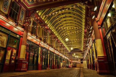 Illuminated corridor of building