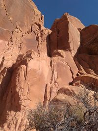 Low angle view of rock formations in a desert