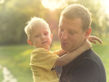 Portrait of son with father