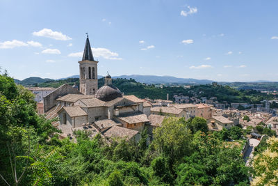 Bell tower of the cathedral of spoleto located in the historic center of the town