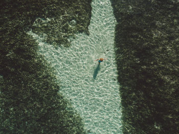 Aerial view of woman standing at beach