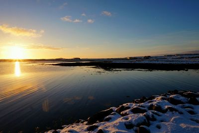 Scenic view of sea at sunset