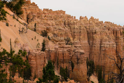 Low angle view of rocky mountains