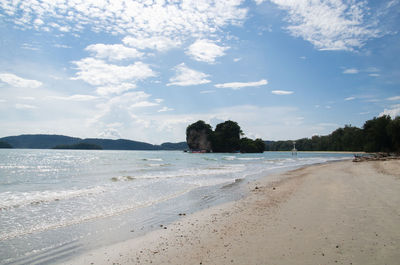 Scenic view of beach against sky