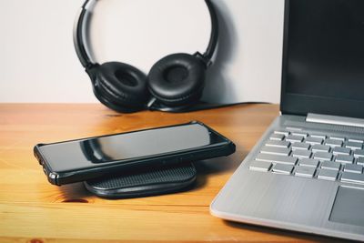 Close-up of laptop on table