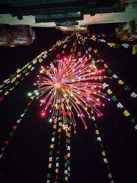 Colorful firework display at night