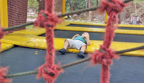 Close-up of rope hanging in playground
