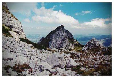 Panoramic view of mountains against sky