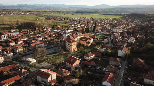 High angle shot of townscape