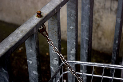 Close-up of rusty metal fence