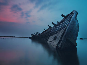 Panoramic view of sea against sky at sunset
