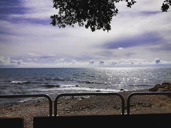 Scenic view of sea against cloudy sky