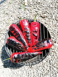 High angle view of shoes on stones