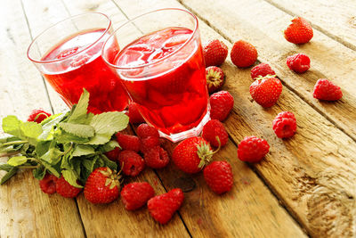 Close-up of strawberries on table