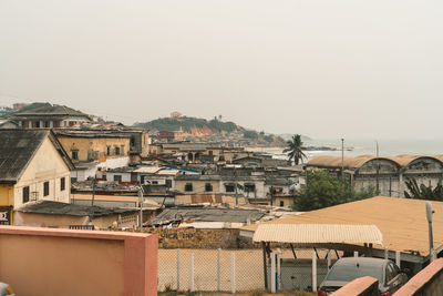 High angle view of townscape against sky