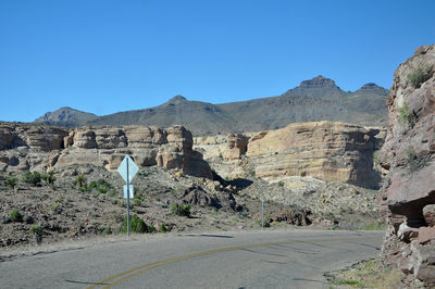 Panoramic view of landscape against clear blue sky