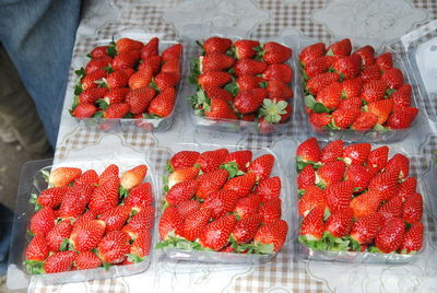 Close-up of strawberries in container