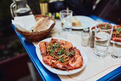 Close-up of food in plate on table