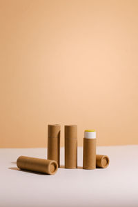 Close-up of organic rollers against beige background