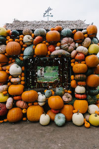 Pumpkins for sale at market stall