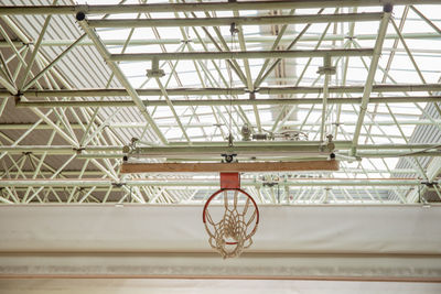 Low angle view of basketball hoop against building