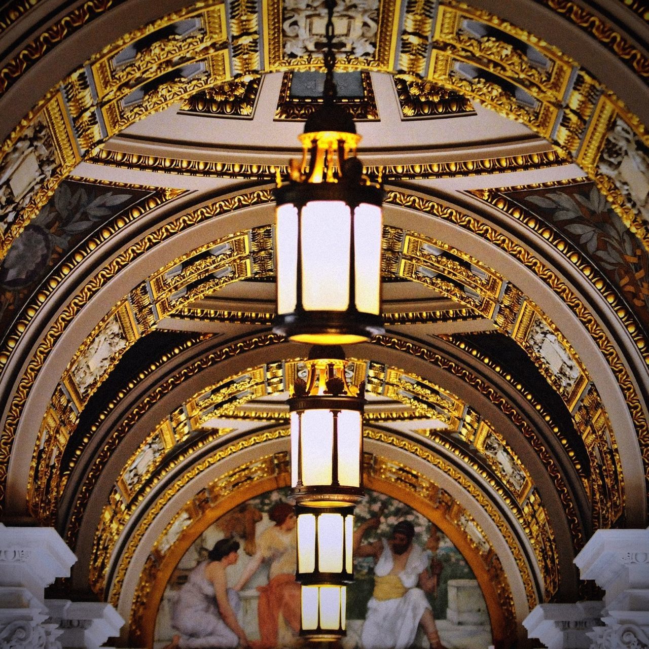 religion, place of worship, spirituality, indoors, church, architecture, cathedral, famous place, travel destinations, built structure, low angle view, tourism, ceiling, arch, travel, ornate, international landmark, art and craft