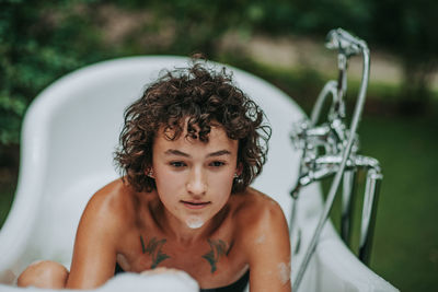 Portrait of shirtless boy