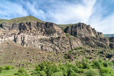 Cave monastries on cliff in vardzia, georgia.