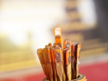 Close-up of pencil on table