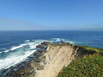 Scenic view of sea against clear sky