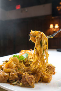 Close-up of food served in plate