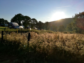Man standing on field against sky
