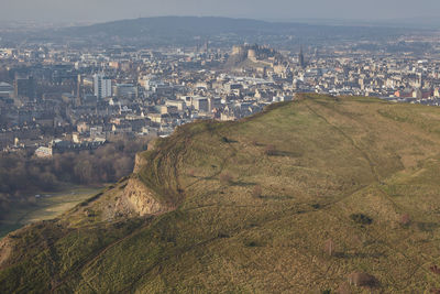 High angle view of townscape against sky