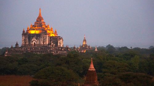 Low angle view of temple against sky