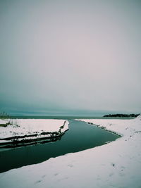 Scenic view of sea against sky during winter