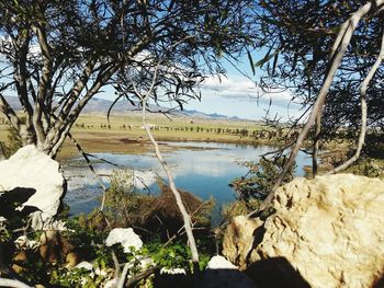 Scenic view of lake against sky