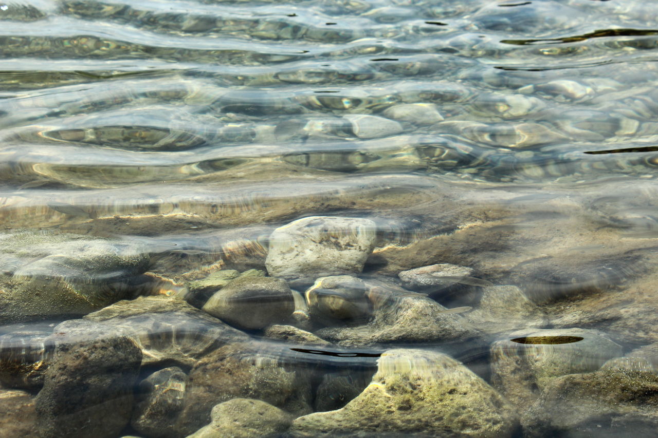 HIGH ANGLE VIEW OF WATER IN SHALLOW