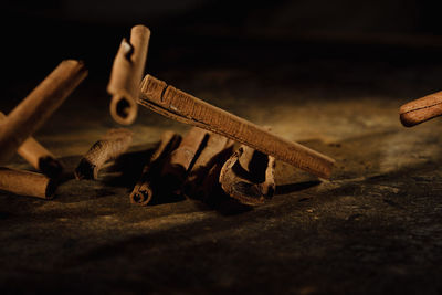 High angle view of chain on table