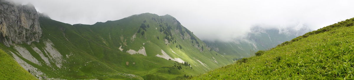 Panoramic view of mountains against sky