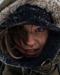 Portrait of girl in snow