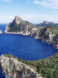 Scenic view of sea and rocks against sky