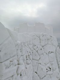 Snow covered landscape against sky