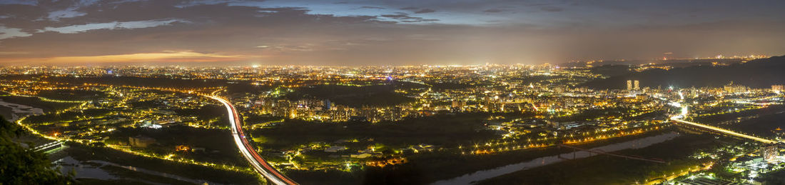 Panorama view of taipei city from kite hill at night