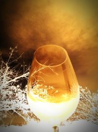 Close-up of illuminated ice cubes