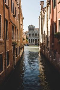 Canal passing through city buildings