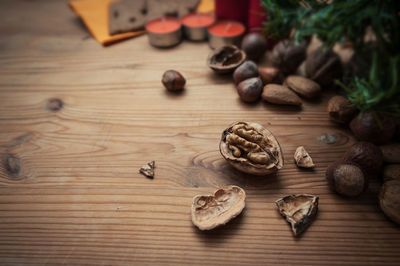 High angle view of food on table