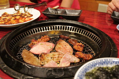 Close-up of meat on table